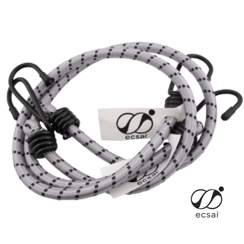 สายรัดยางยืดคุณภาพดี&nbsp;พร้อมตะขอเหล็ก&nbsp;ECSAI ขนาด 100 ซม. สี เทา-ดำ (แพค&nbsp;2&nbsp;ชิ้น)